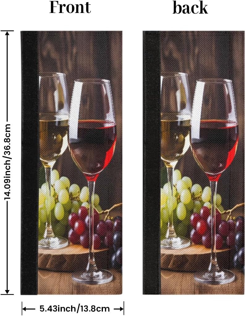 DXTKWL Red Wine Glass Grapes Refrigerator Door Handle Covers Set of 2 Kitchen Appliance Handle Covers Protector for Fridge Microwave Stove Oven Dishwasher - Image 1